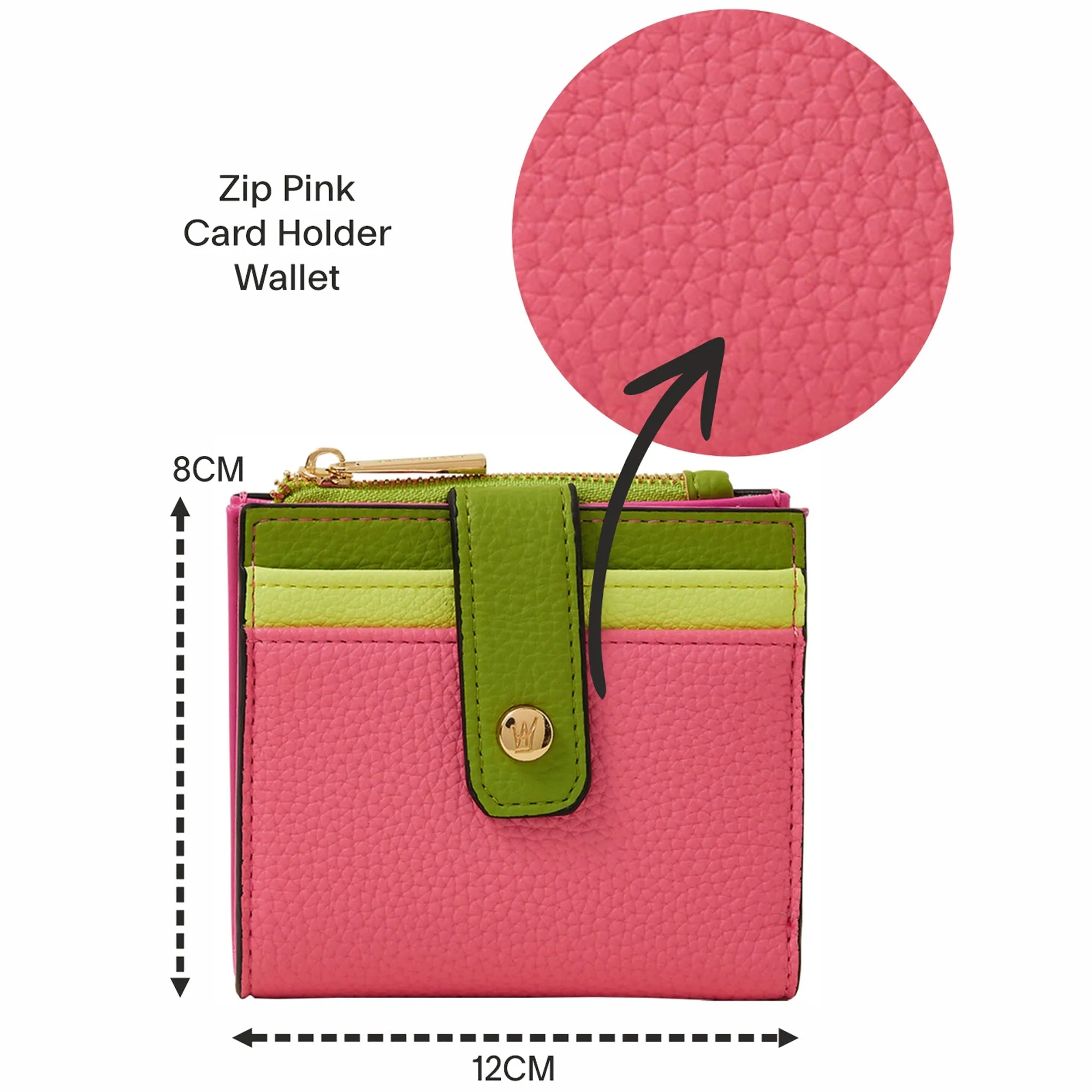 Accessorize London Women's Pink Zip Card Holder Wallet