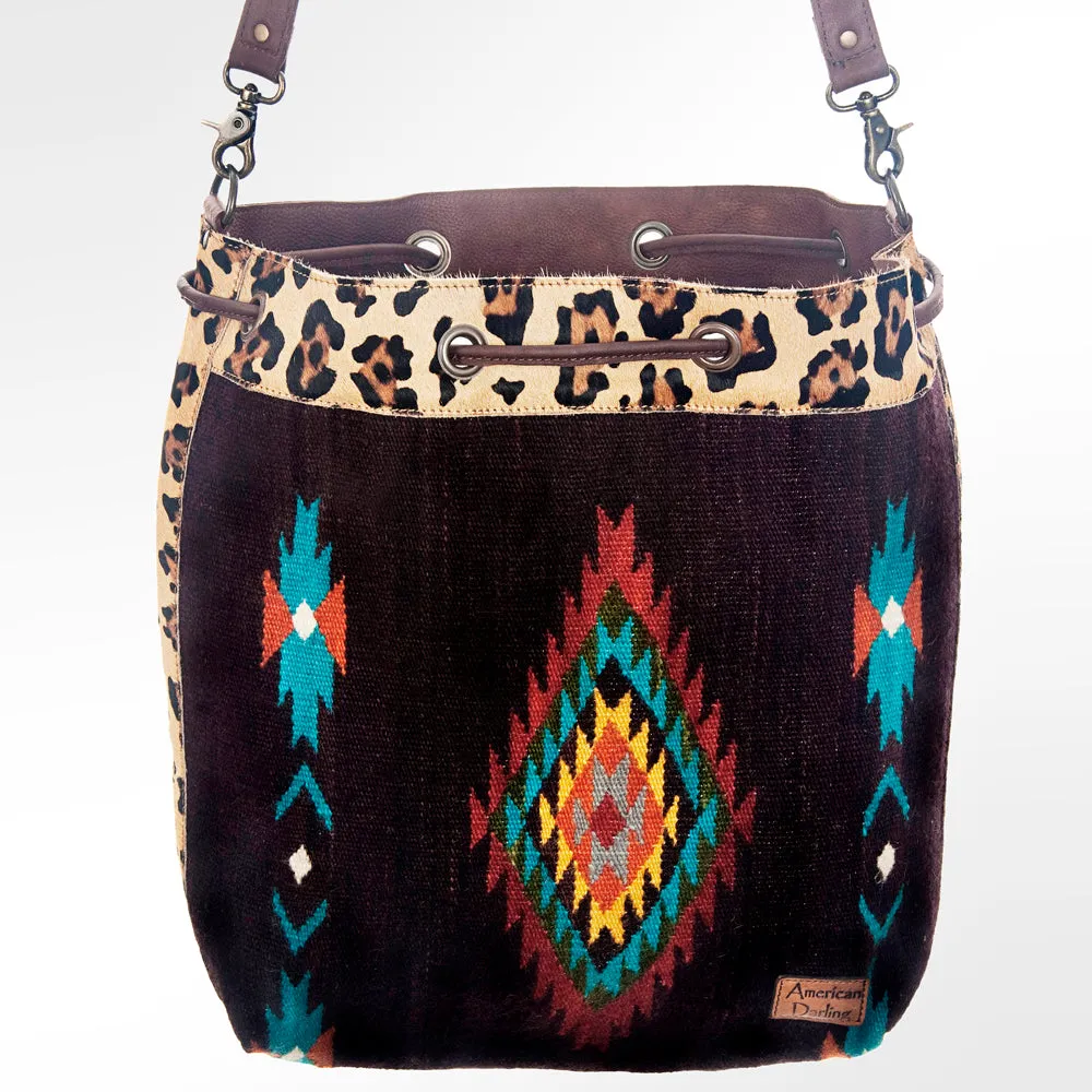 American Darling ADBG574D1 Large Crossbody Saddle Blanket Hair On Genuine Leather Women Bag Western Handbag Purse
