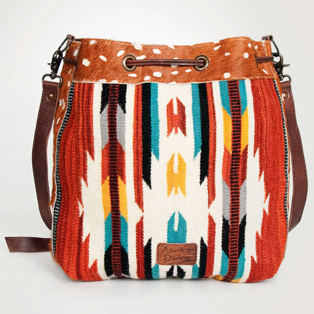 American Darling ADBG574D1 Large Crossbody Saddle Blanket Hair On Genuine Leather Women Bag Western Handbag Purse