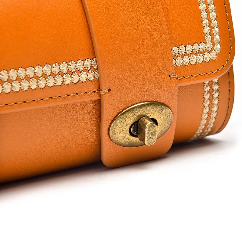 BeauToday Women's Genuine Leather Mini Handbag Vintage Shoulder Bags with Hasp Closure