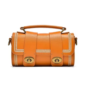 BeauToday Women's Genuine Leather Mini Handbag Vintage Shoulder Bags with Hasp Closure