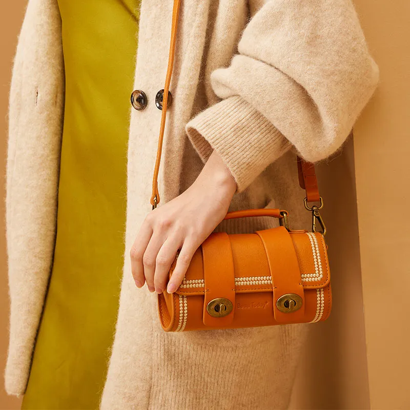 BeauToday Women's Genuine Leather Mini Handbag Vintage Shoulder Bags with Hasp Closure