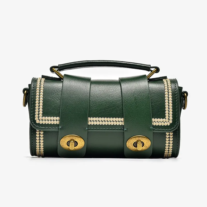 BeauToday Women's Genuine Leather Mini Handbag Vintage Shoulder Bags with Hasp Closure