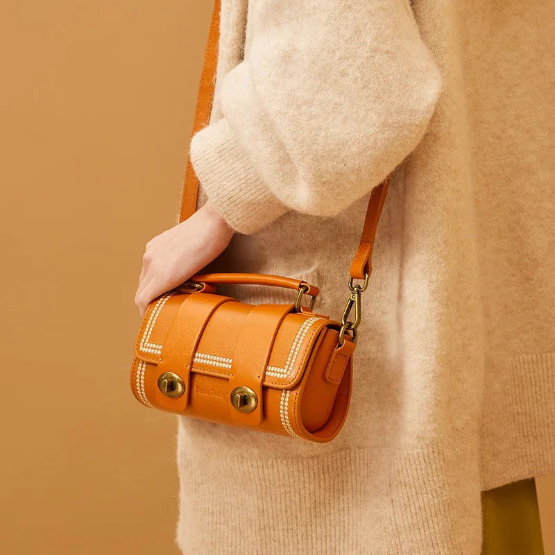 BeauToday Women's Genuine Leather Mini Handbag Vintage Shoulder Bags with Hasp Closure