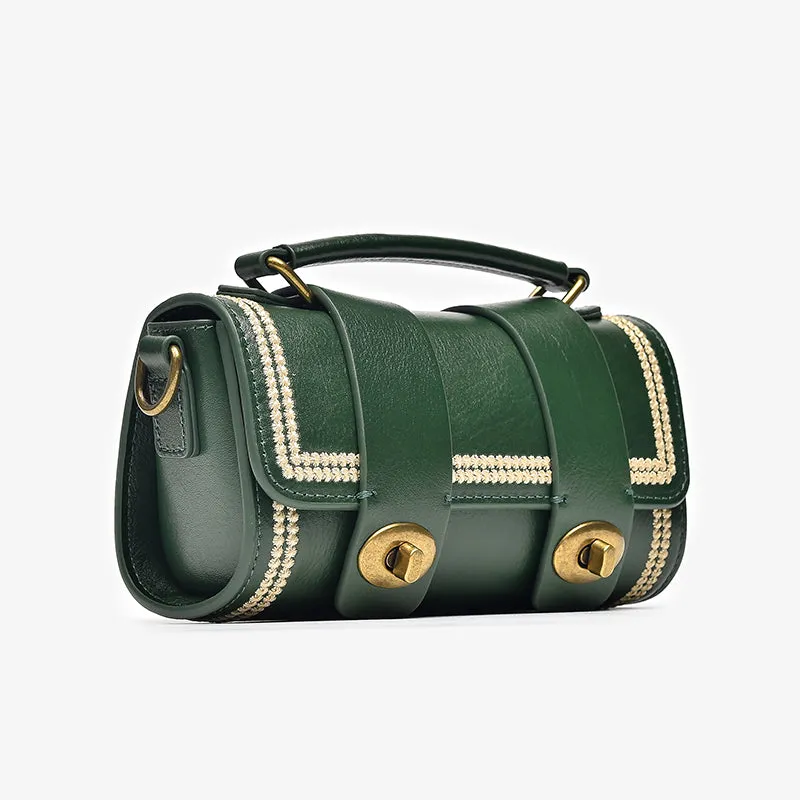 BeauToday Women's Genuine Leather Mini Handbag Vintage Shoulder Bags with Hasp Closure
