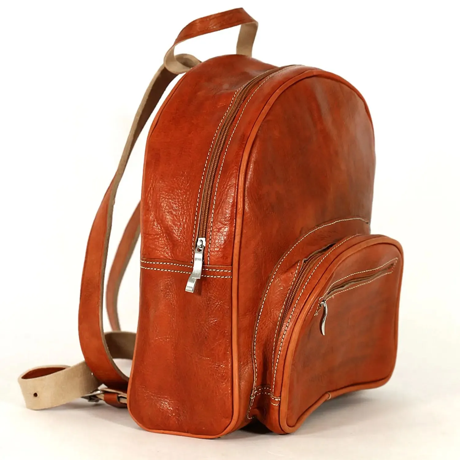 Biyadina Premium Red Handmade Leather Backpack - Classic with Timeless Elegance