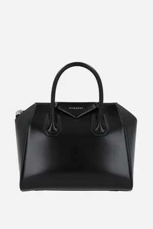 Box Leather Structured Top Handle Bag