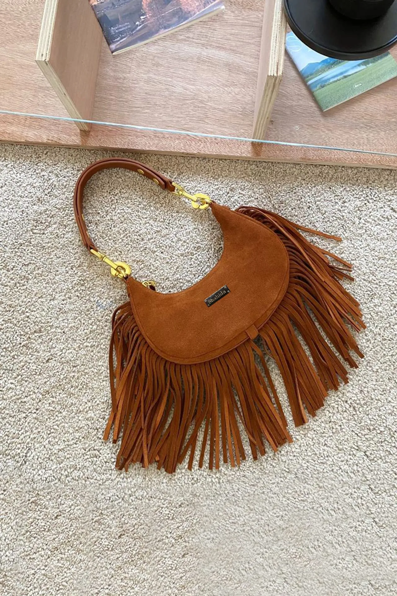 Brown Stylish Long Fringe Handbag