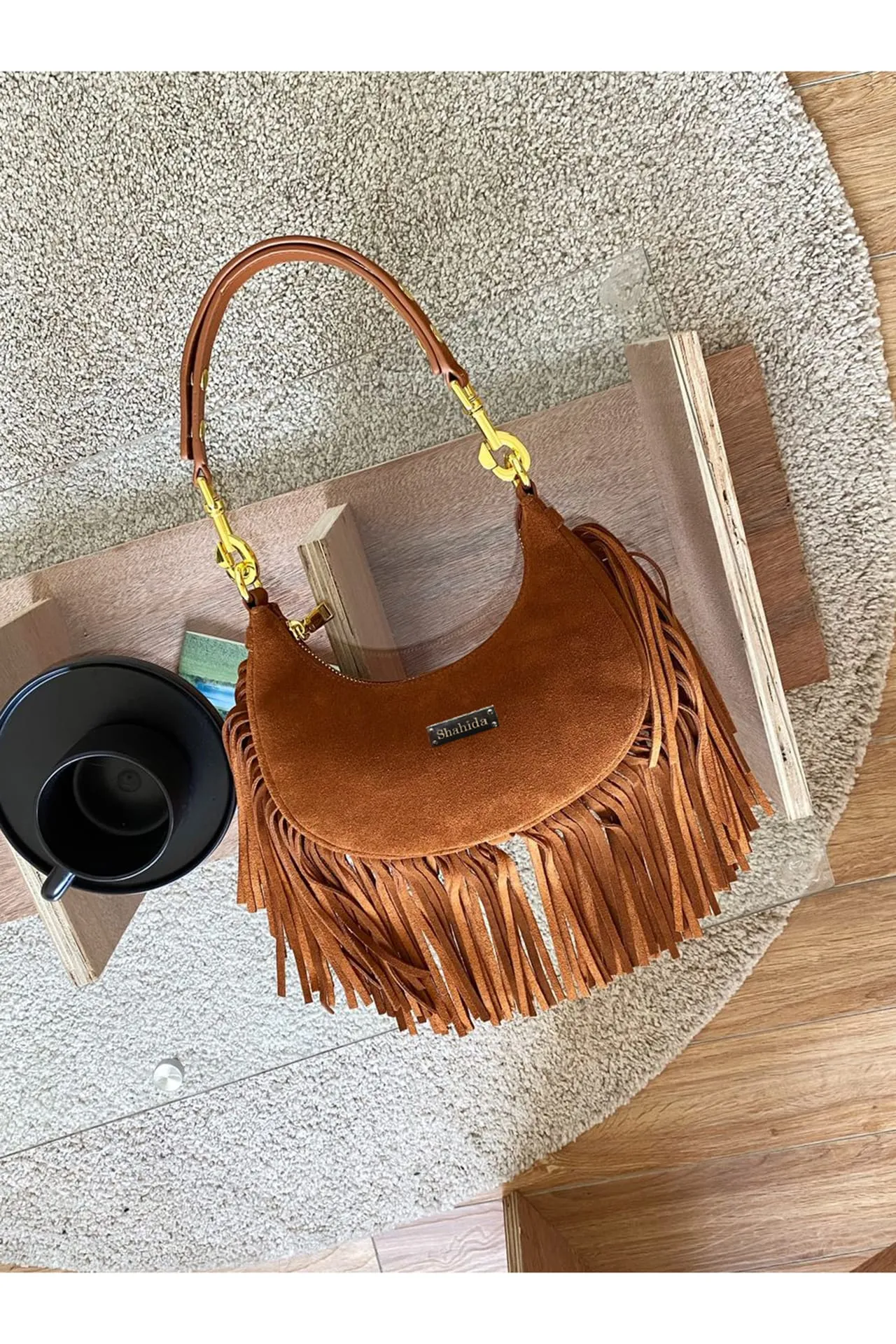 Brown Stylish Long Fringe Handbag