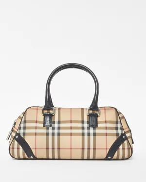 Burberry Beige Nova Check Canvas Bowler Bag