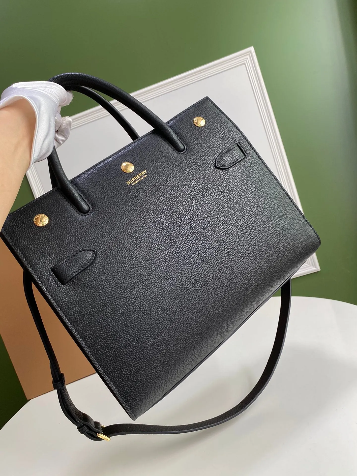 Burberry Medium Leather Title Bag