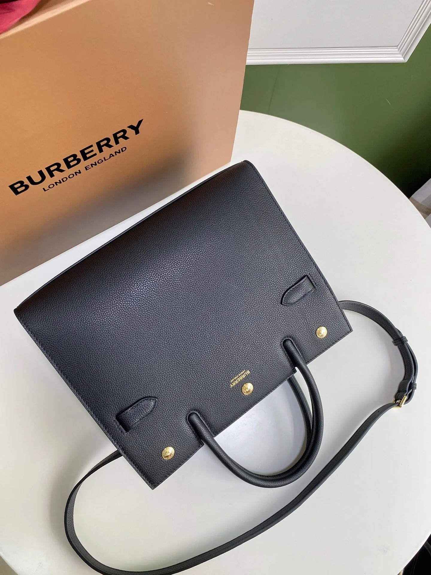 Burberry Medium Leather Title Bag