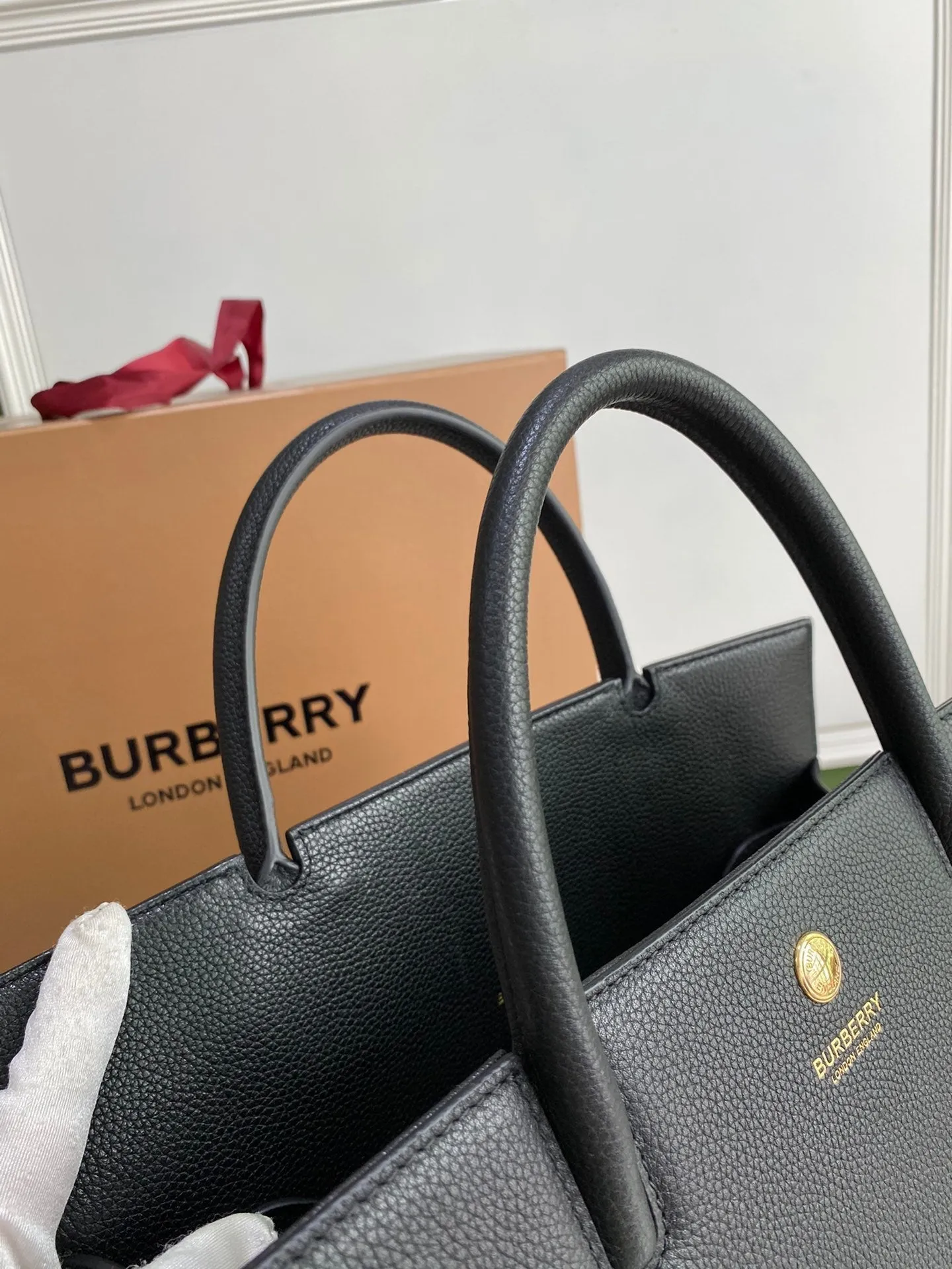 Burberry Medium Leather Title Bag