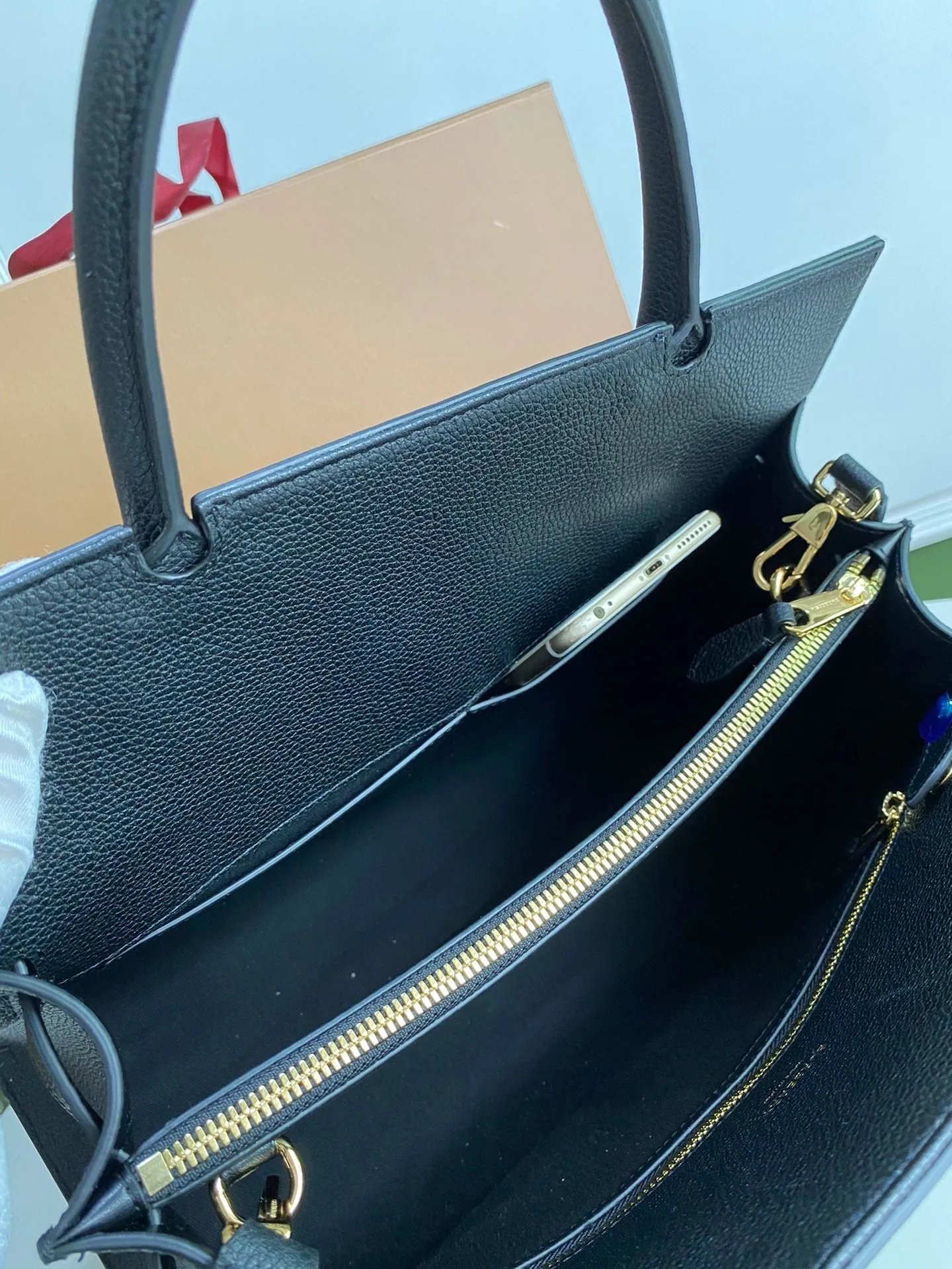Burberry Medium Leather Title Bag