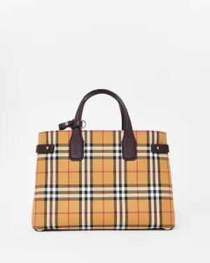 Burberry Vintage Check Canvas & Burgundy Leather Banner Tote