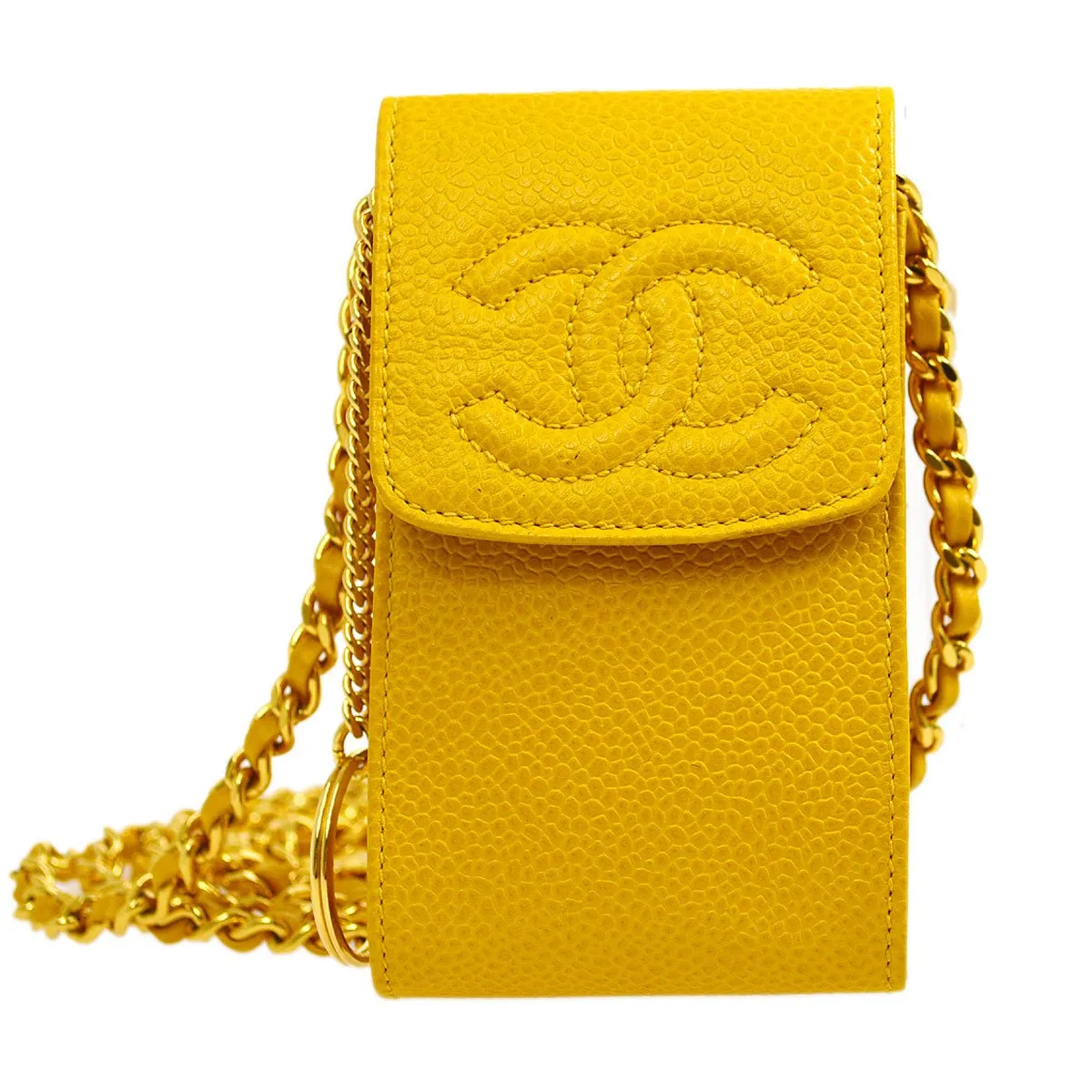 CHANEL 1996-1997 Timeless Key Case Yellow Caviar 04376