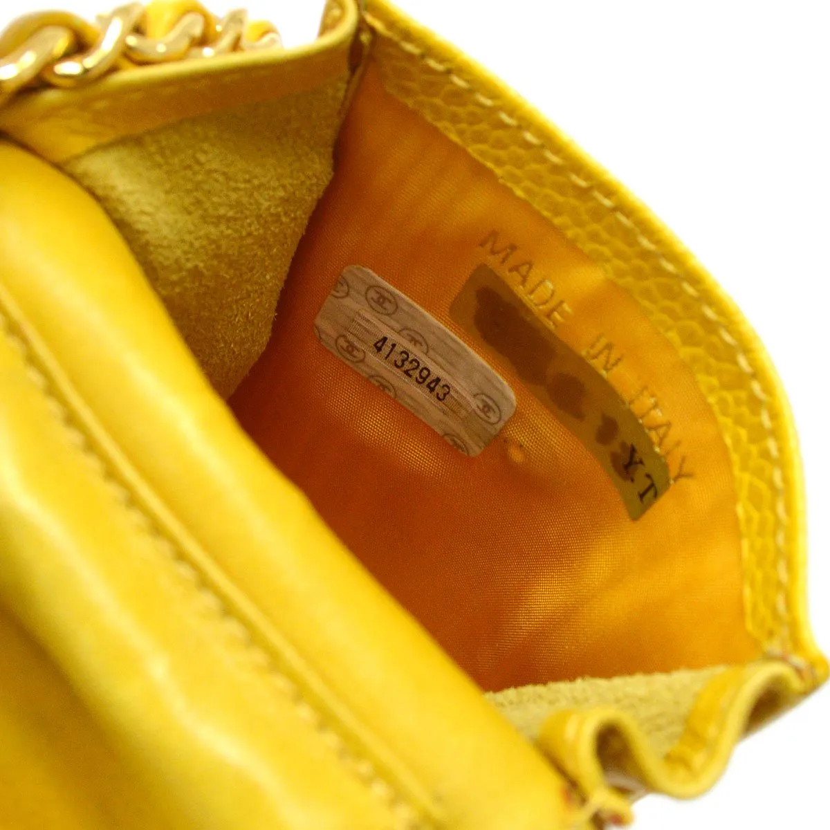 CHANEL 1996-1997 Timeless Key Case Yellow Caviar 04376
