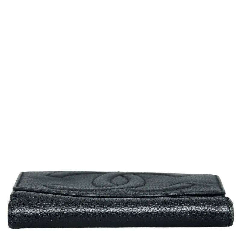 Chanel Coco Double Folded Wallet Compact Wallet Black Leather  Chanel