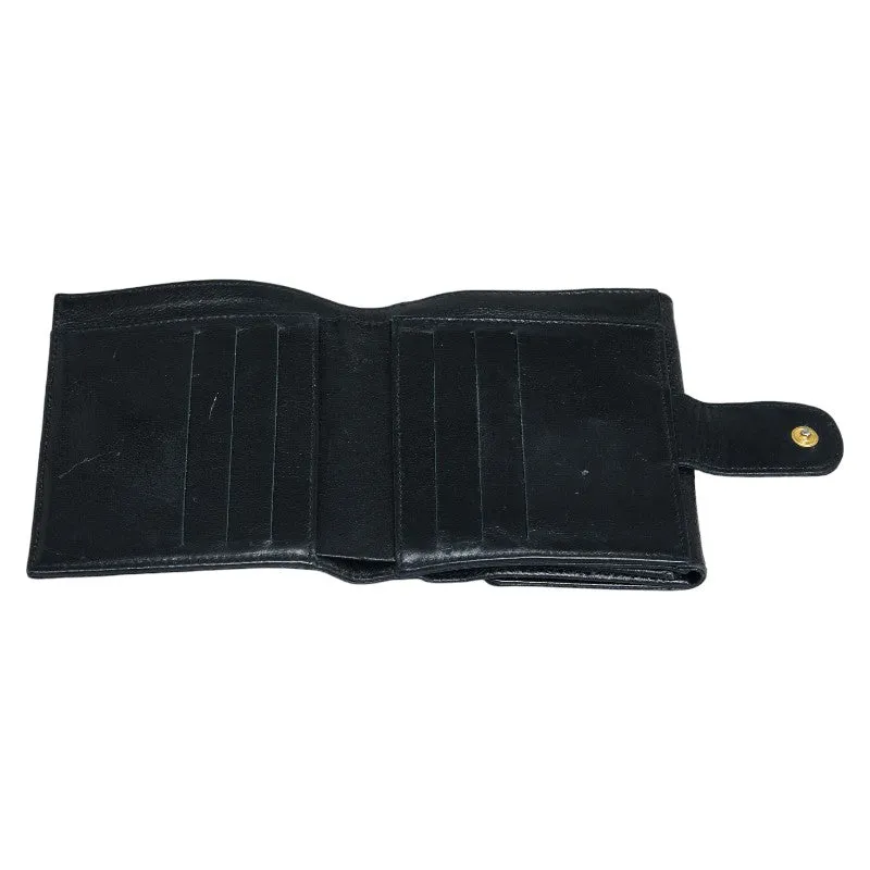Chanel Coco Double Folded Wallet Compact Wallet Black Leather  Chanel