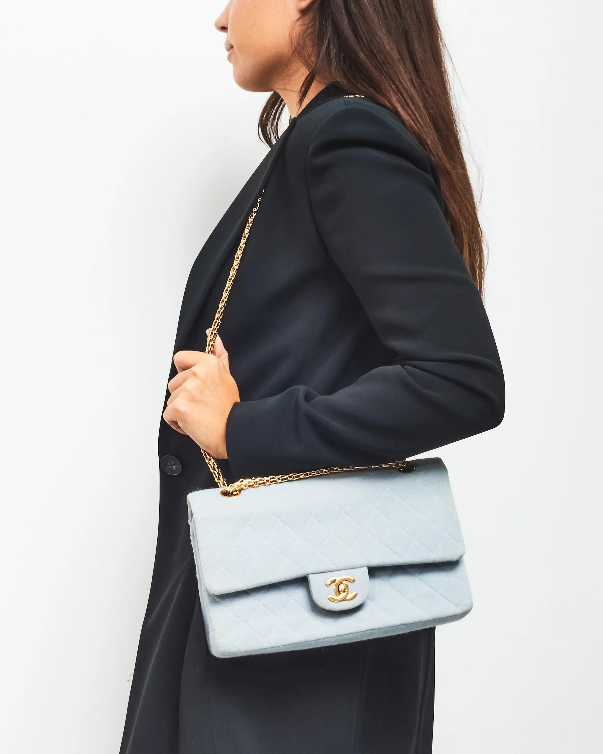 Chanel Light Blue Denim Small Double Flap Bag GHW & Reissue Chain