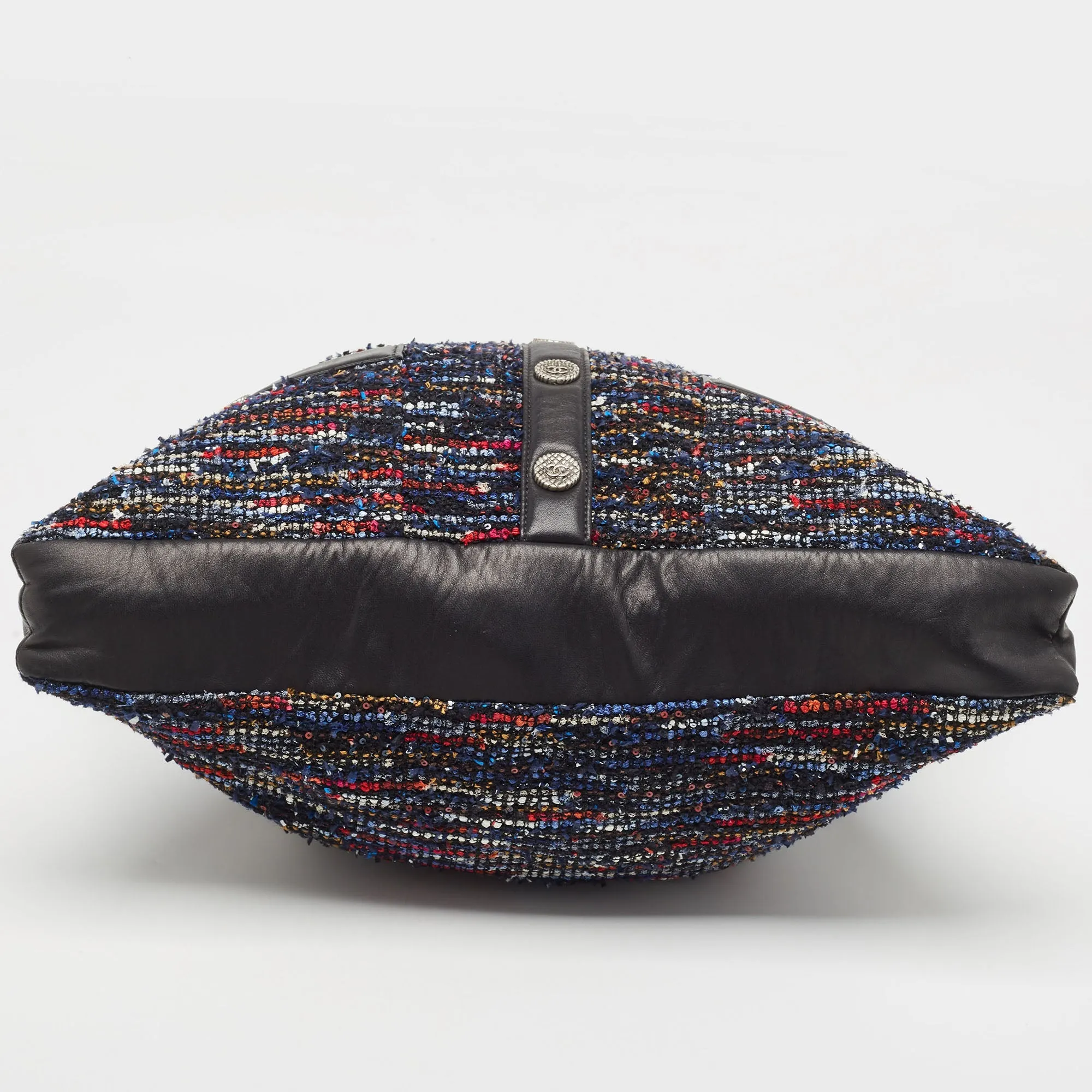 CHANEL Multicolor Tweed Fringe and Leather Large Girl Bag