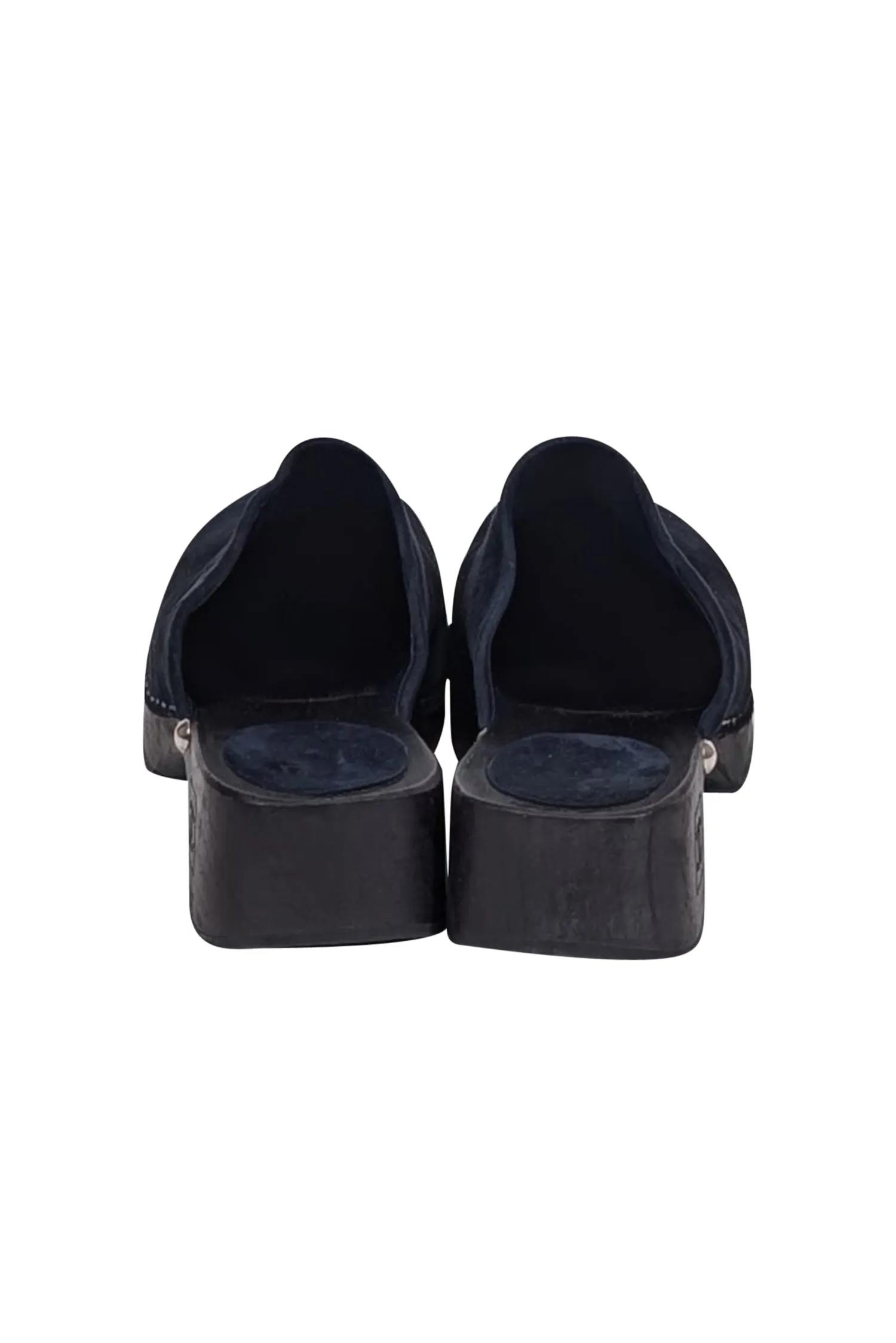 Chanel - Navy Suede Clog Mules Sz 11