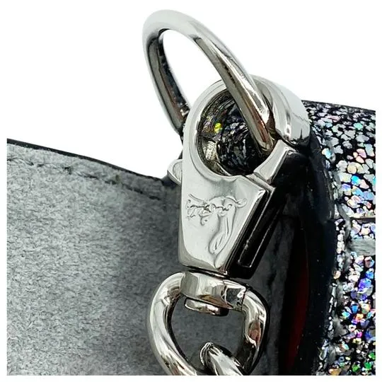 Christian Louboutin Clutch Zoompouch Crystal Embellished Silver Leather Cross Body Bag