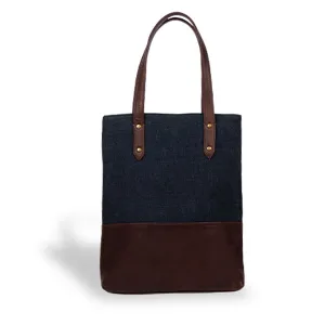 Denim Leather Tote Bag for Women