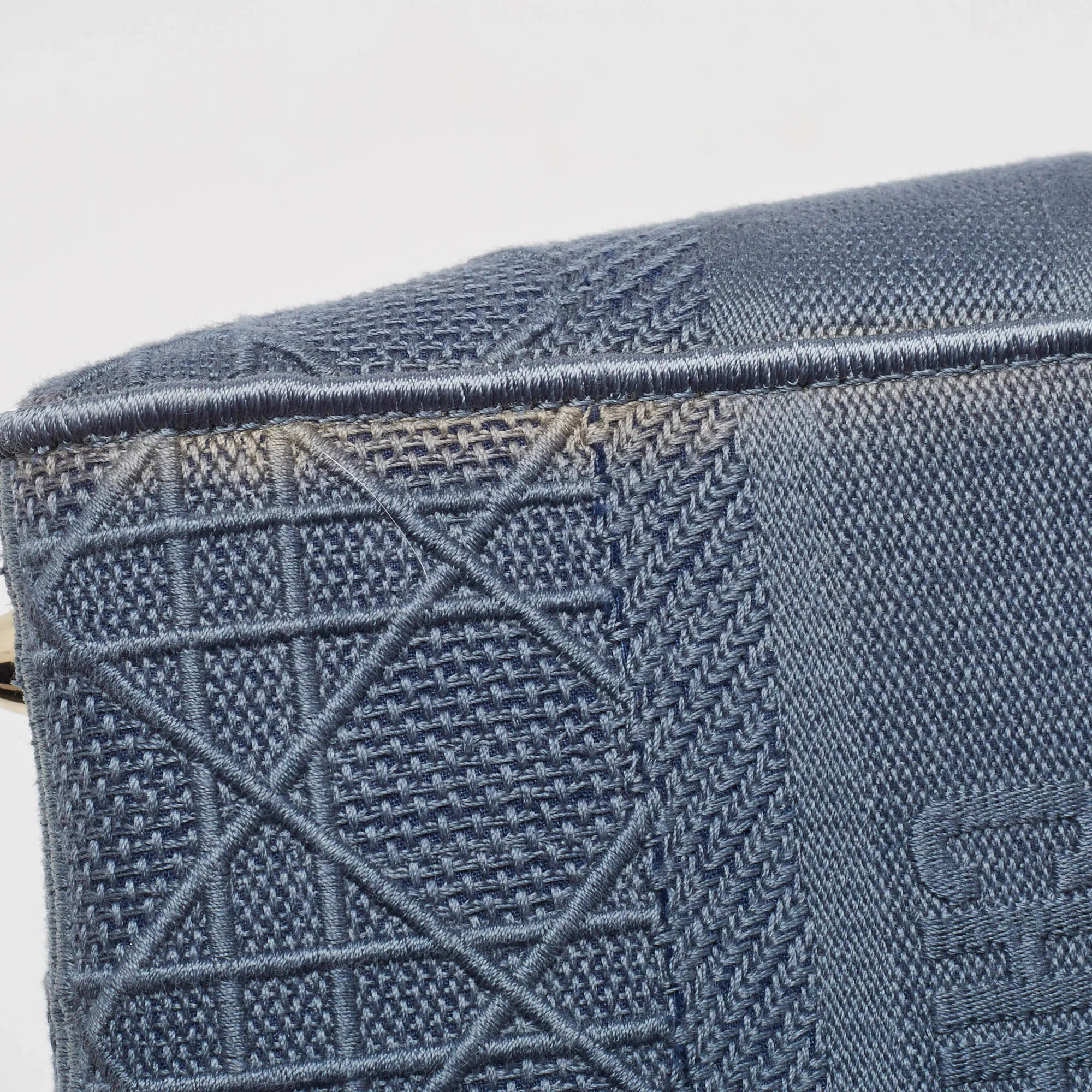 DIOR Blue Cannage Embroidered Canvas Medium Lady D-Lite Tote