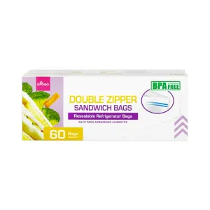 Double Zipper Sandwich Bags - 60 Bags