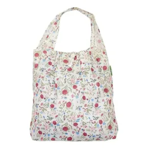Eco Chic Lightweight Foldable Reusable Beige Floral Shopping Bag
