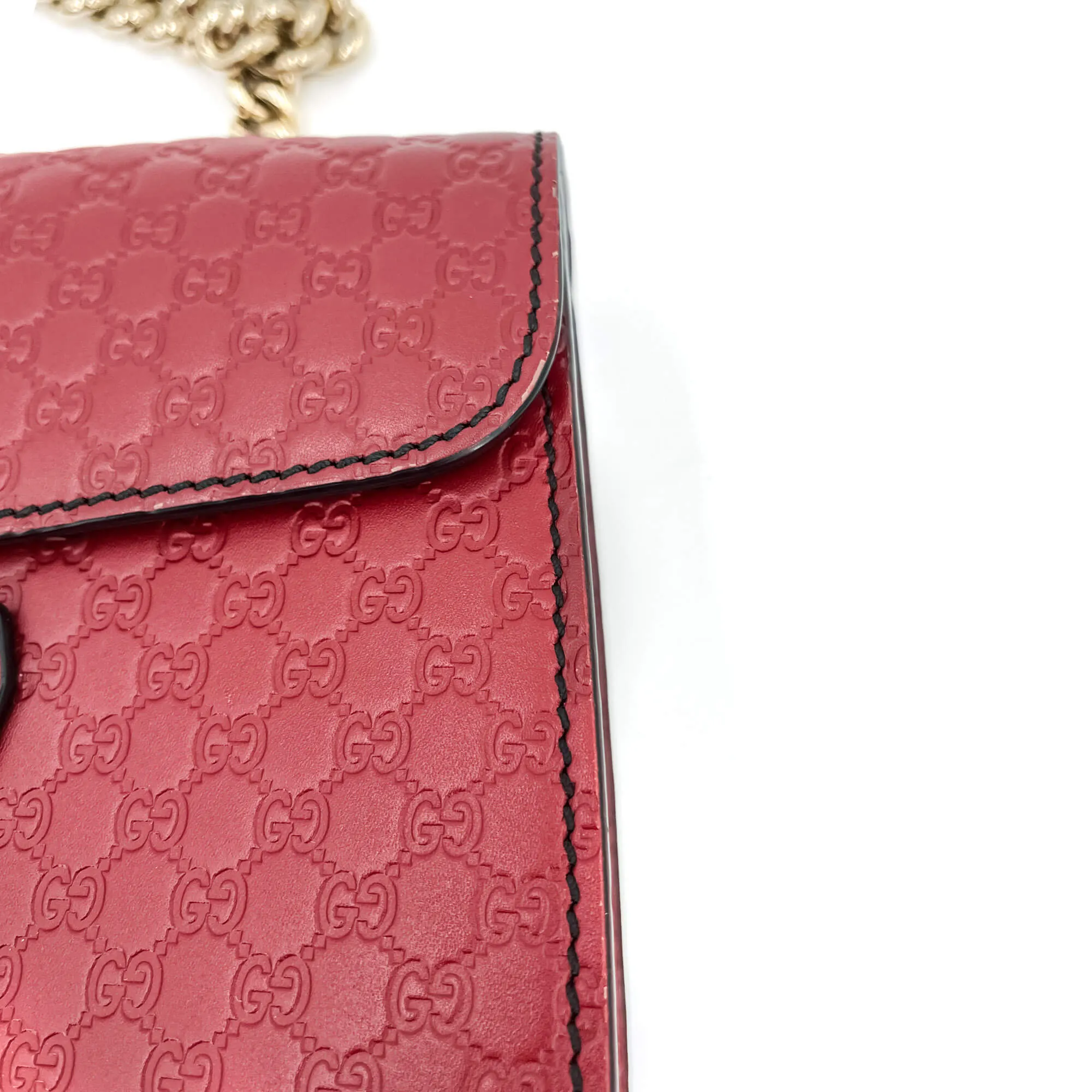 Emily Guccissima Red Leather Chain Shoulder Bag