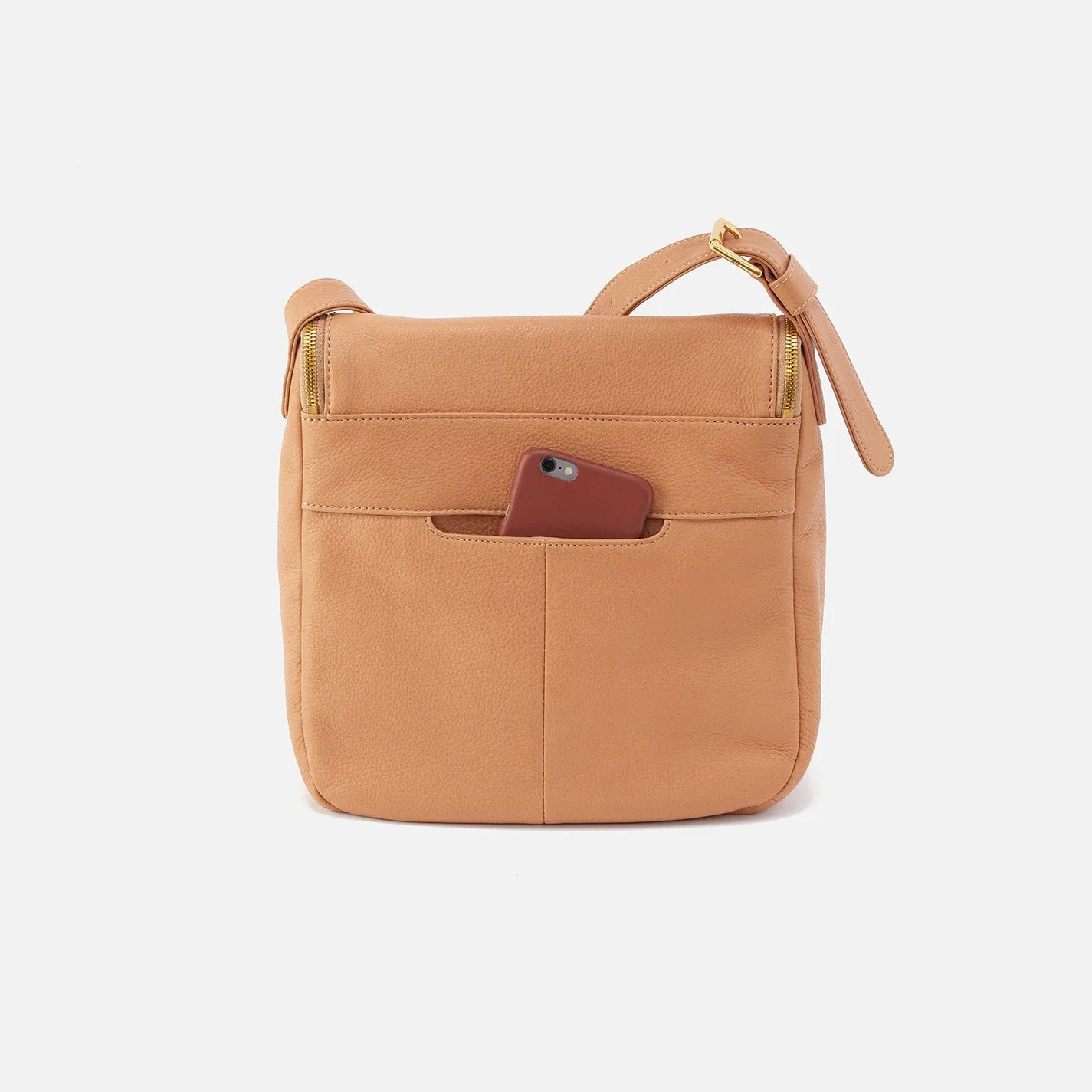 Fern North-South Crossbody in Pebbled Leather - Sandstorm