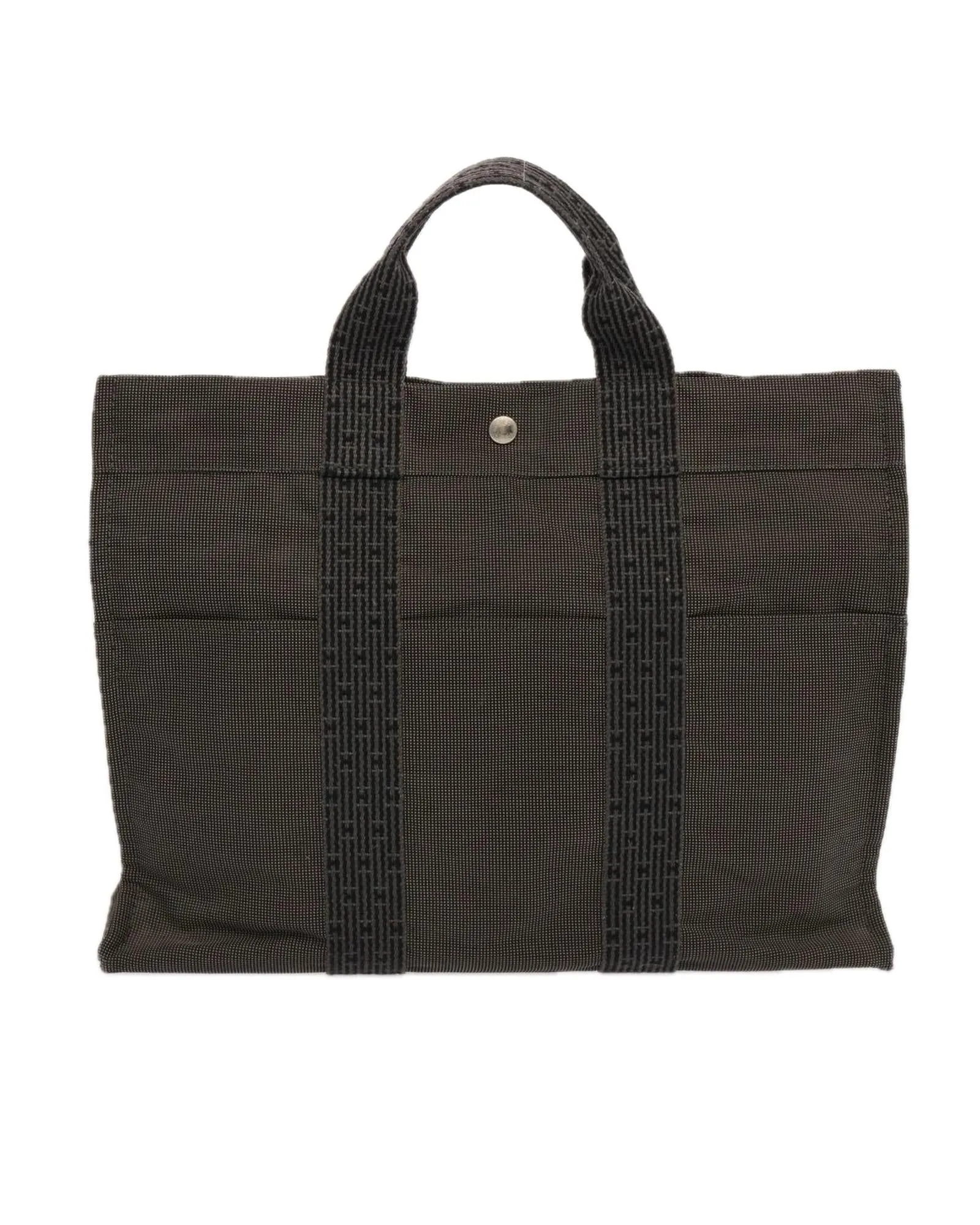 Gray Canvas Tote Bag with Padlock by HERMES