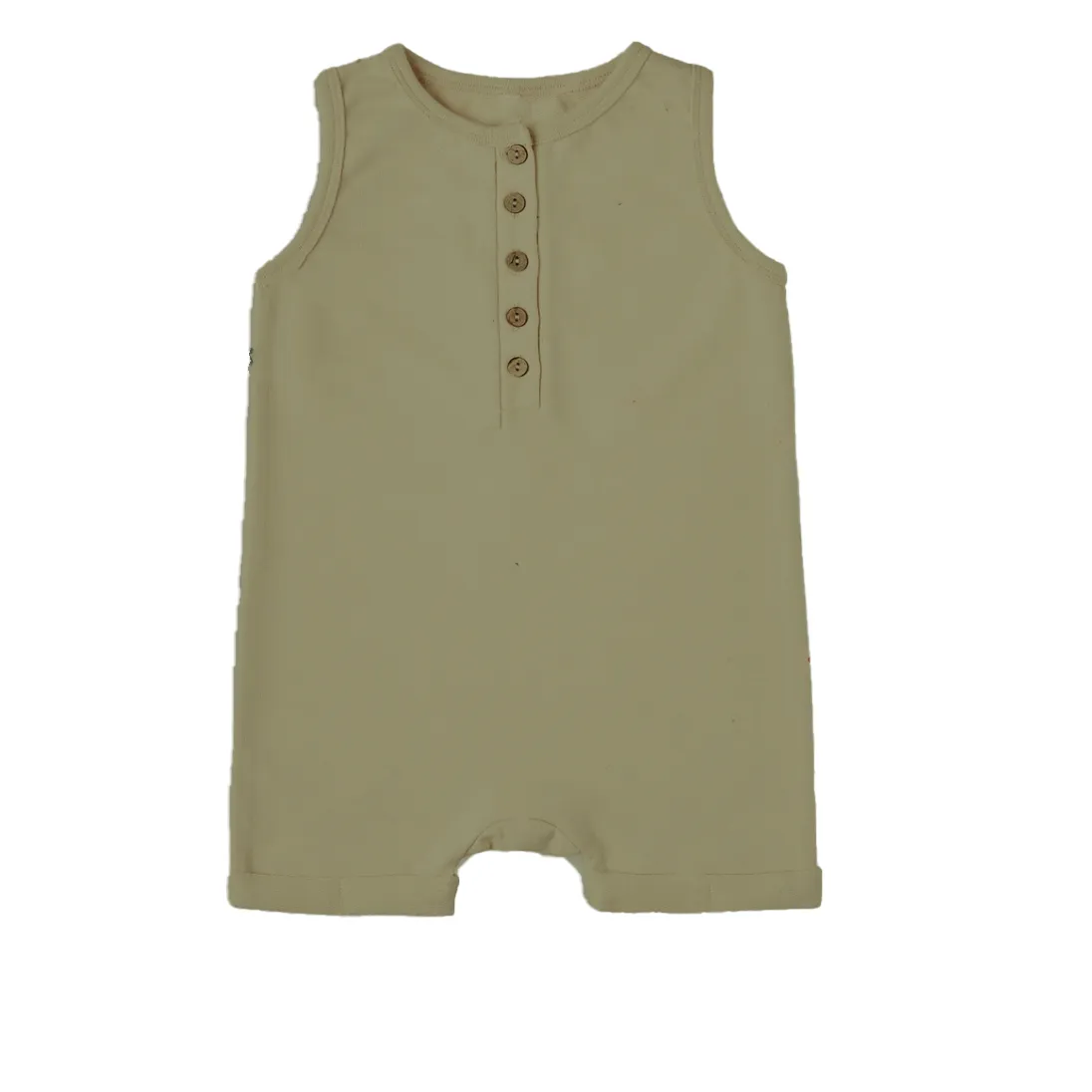 Green Tea Shorty Baby Henley Romper