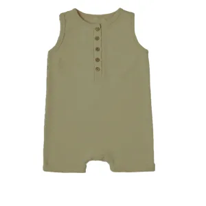 Green Tea Shorty Baby Henley Romper