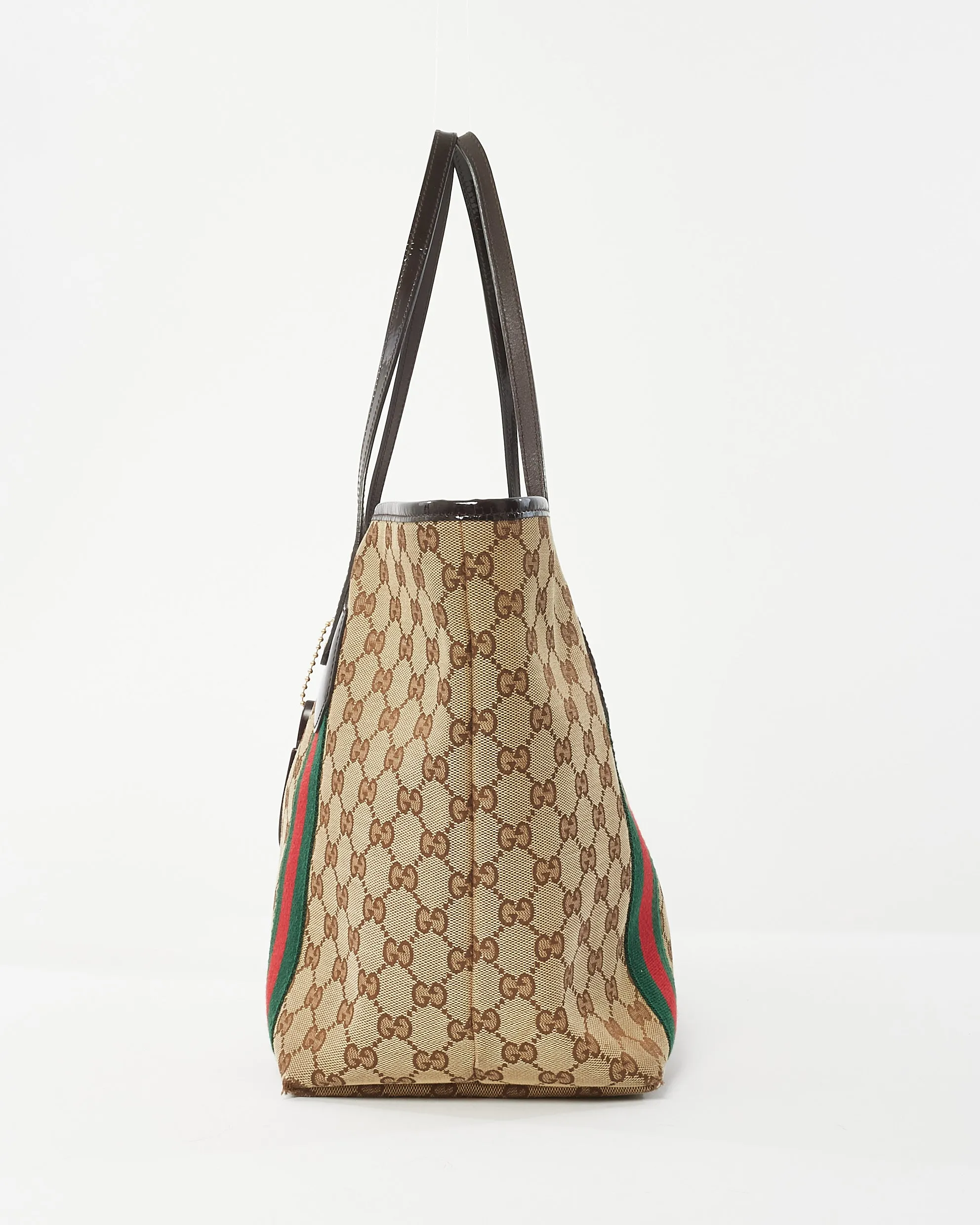 Gucci Beige & Brown GG Monogram Canvas Ophidia Shopping Tote w/ Charms