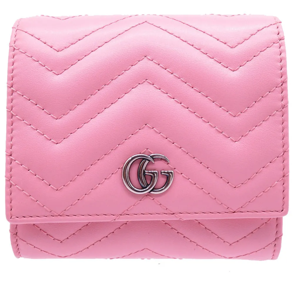 GUCCI Bifold Wallet 598629 leather pink Compact wallet GG Marmont Women Used