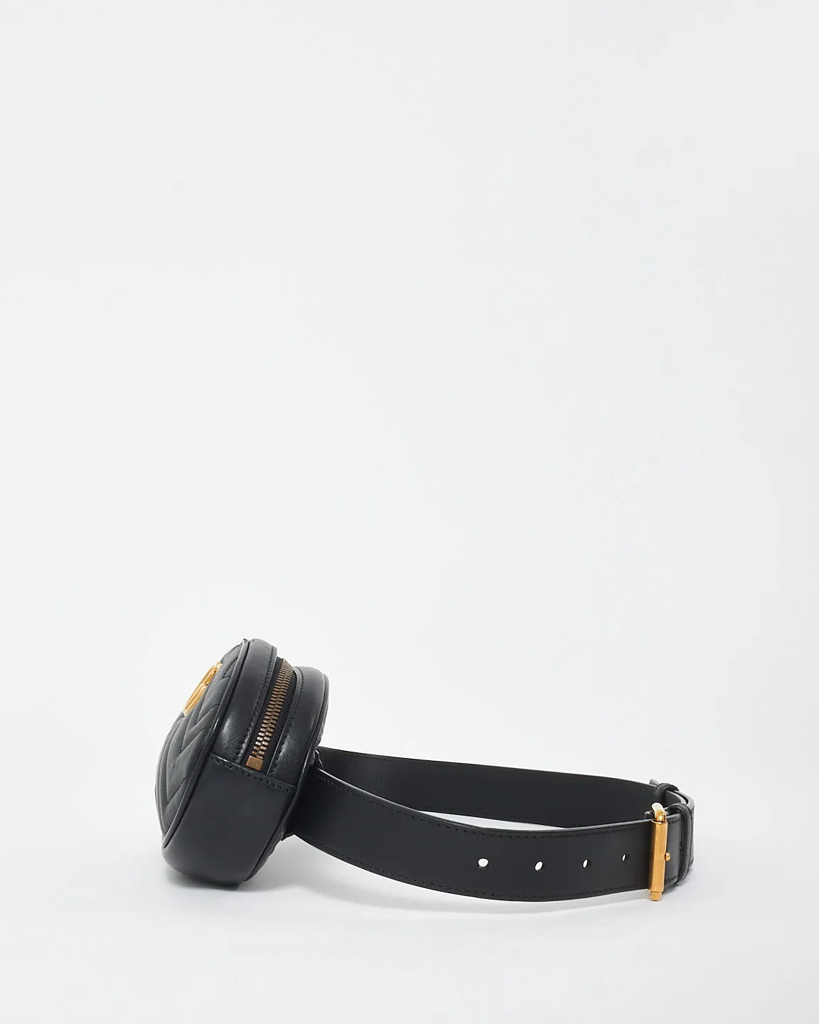 Gucci Black Leather GG Marmont Belt Bag - 85/34