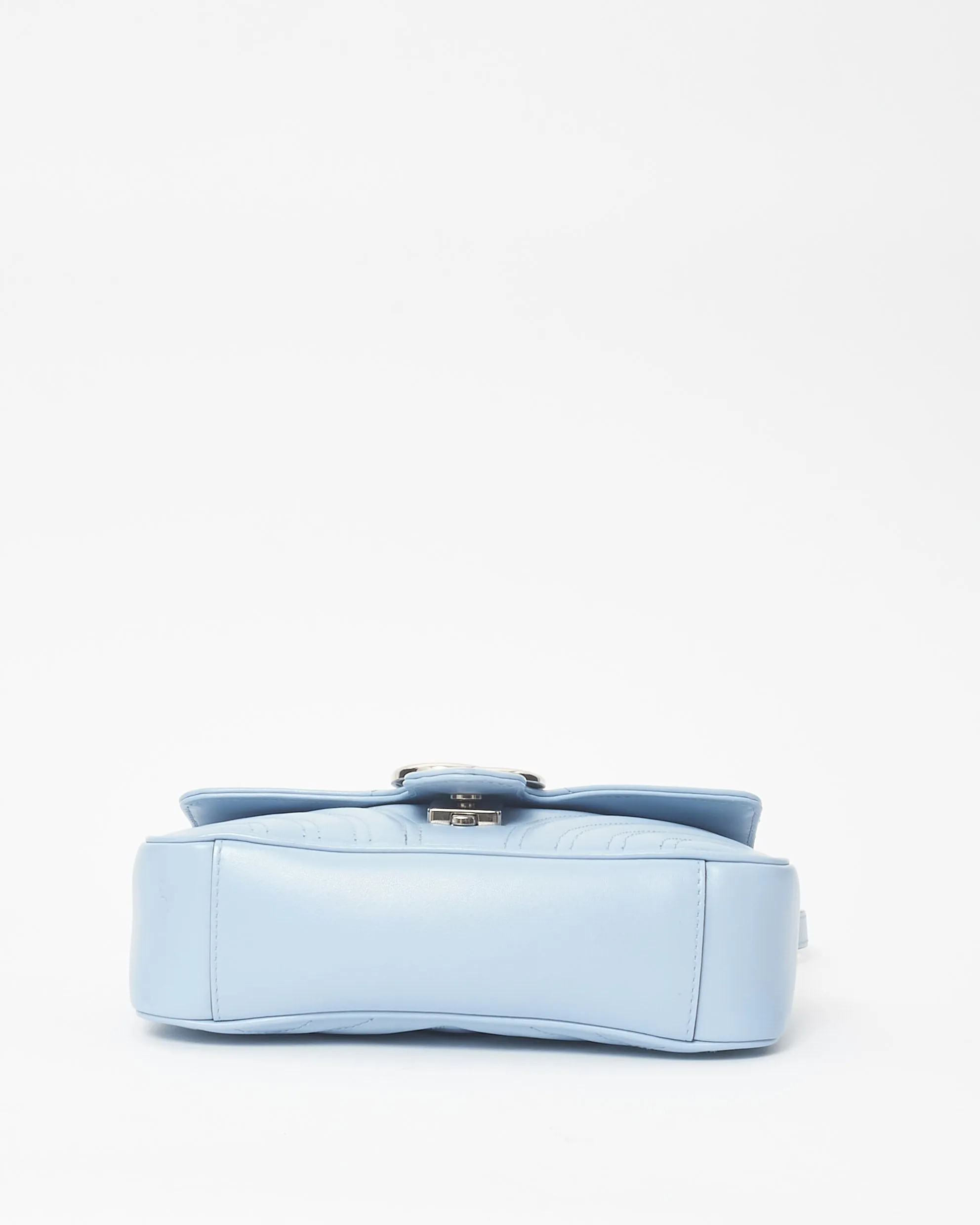 Gucci Light Blue Leather Mini Marmont Flap Shoulder Bag