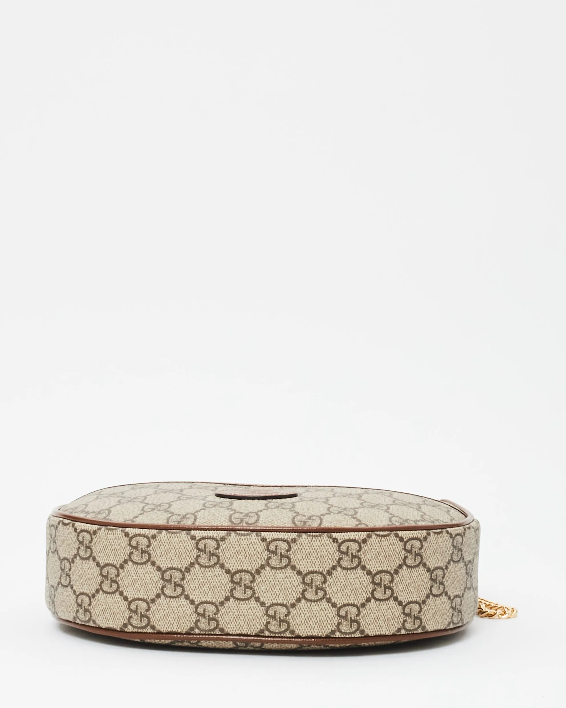 Gucci Monogram Canvas & Brown Leather GG Half-Moon Mini Bag