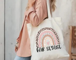 Hair Stylist Rainbow Cotton Canvas Tote Bag