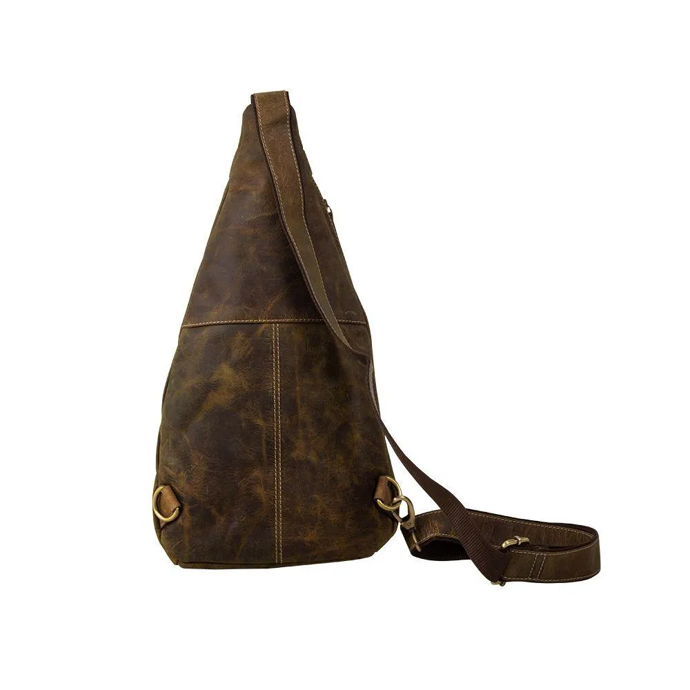 High Country Distressed Leather Sling Bag