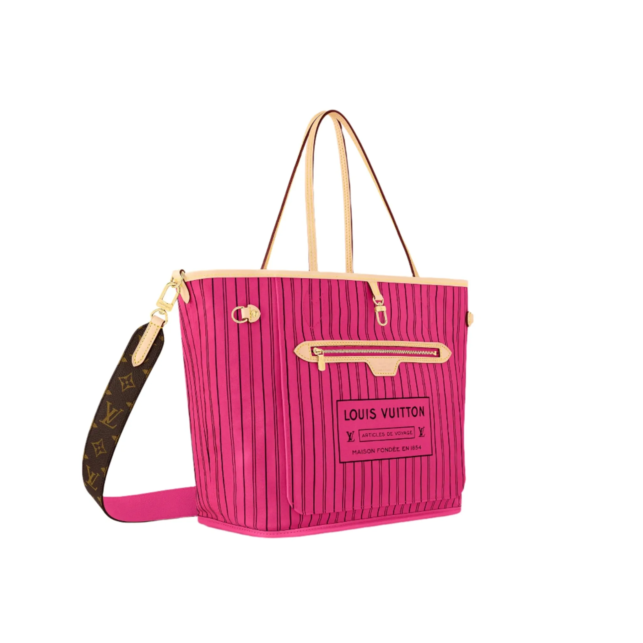 Louis Vuitton Neverfull Bandoulière Inside Out MM Monogram/Rose Pondichery