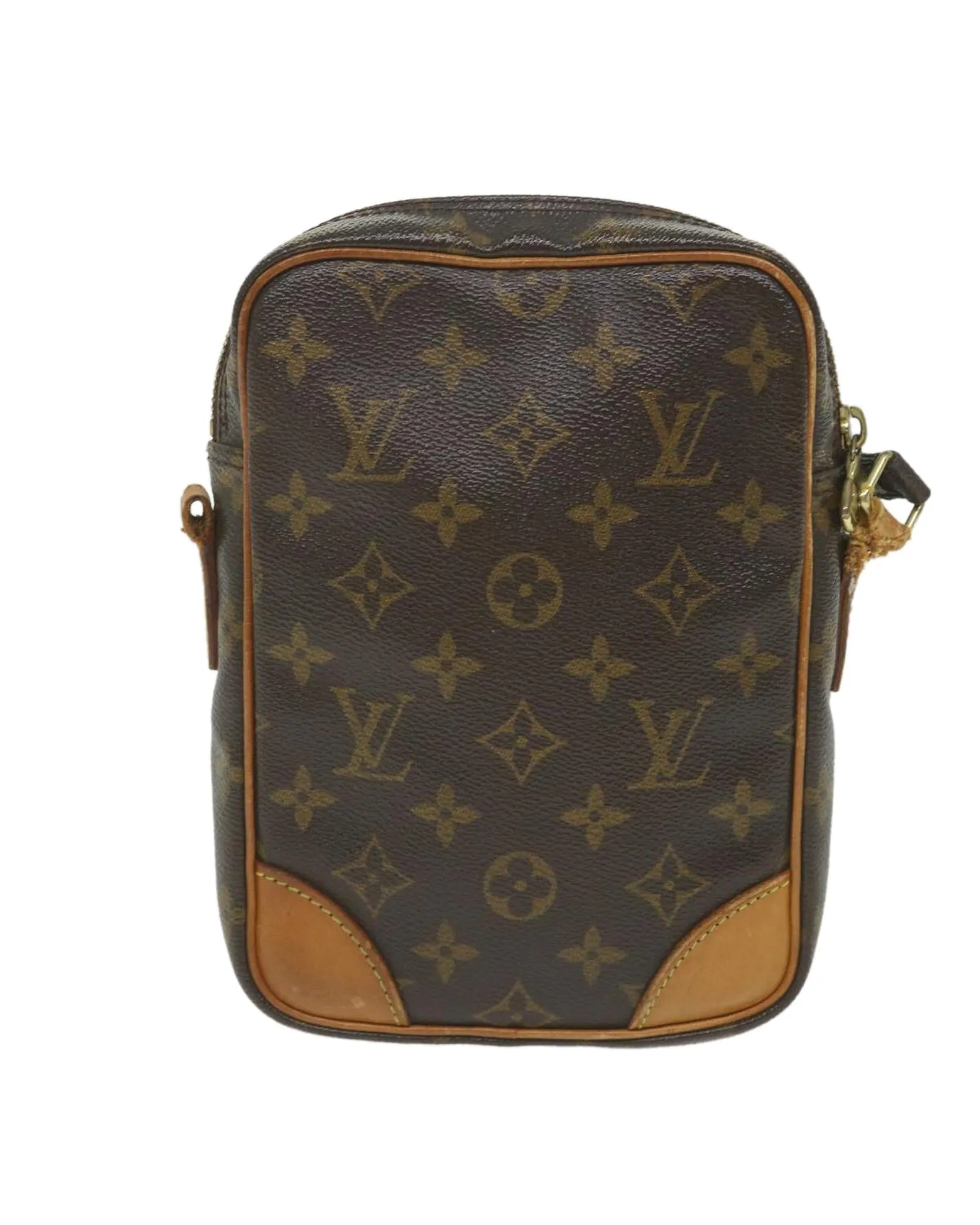 Monogram Shoulder Bag with Adjustable Strap and Flap Closure