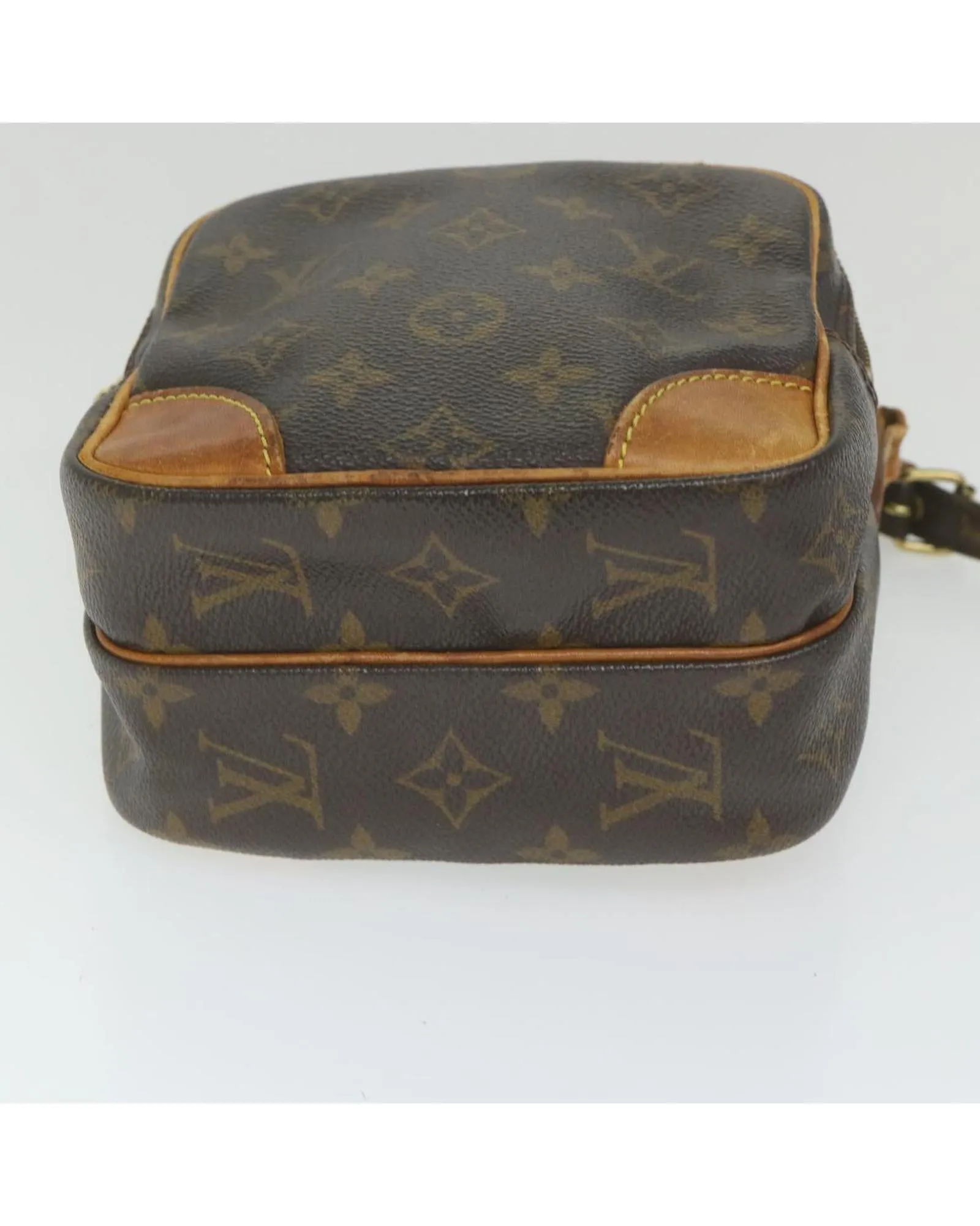 Monogram Shoulder Bag with Adjustable Strap and Flap Closure