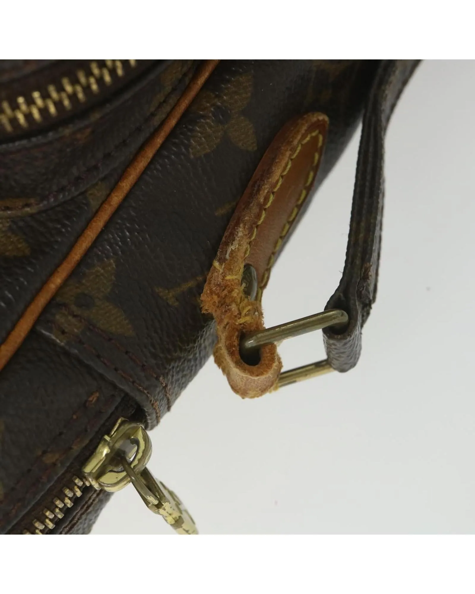 Monogram Shoulder Bag with Adjustable Strap and Flap Closure