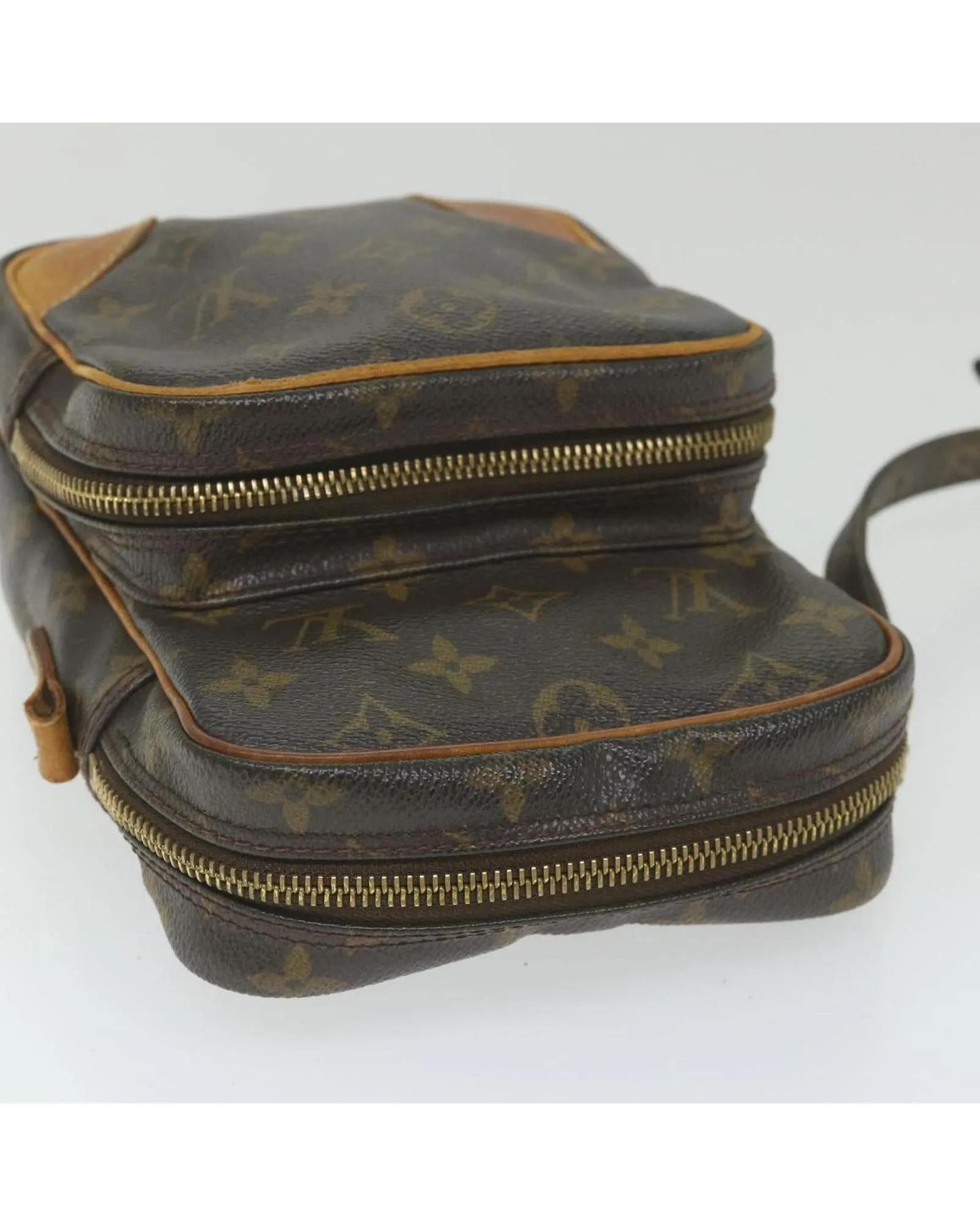 Monogram Shoulder Bag with Adjustable Strap and Flap Closure