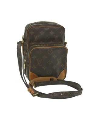 Monogram Shoulder Bag with Adjustable Strap and Flap Closure