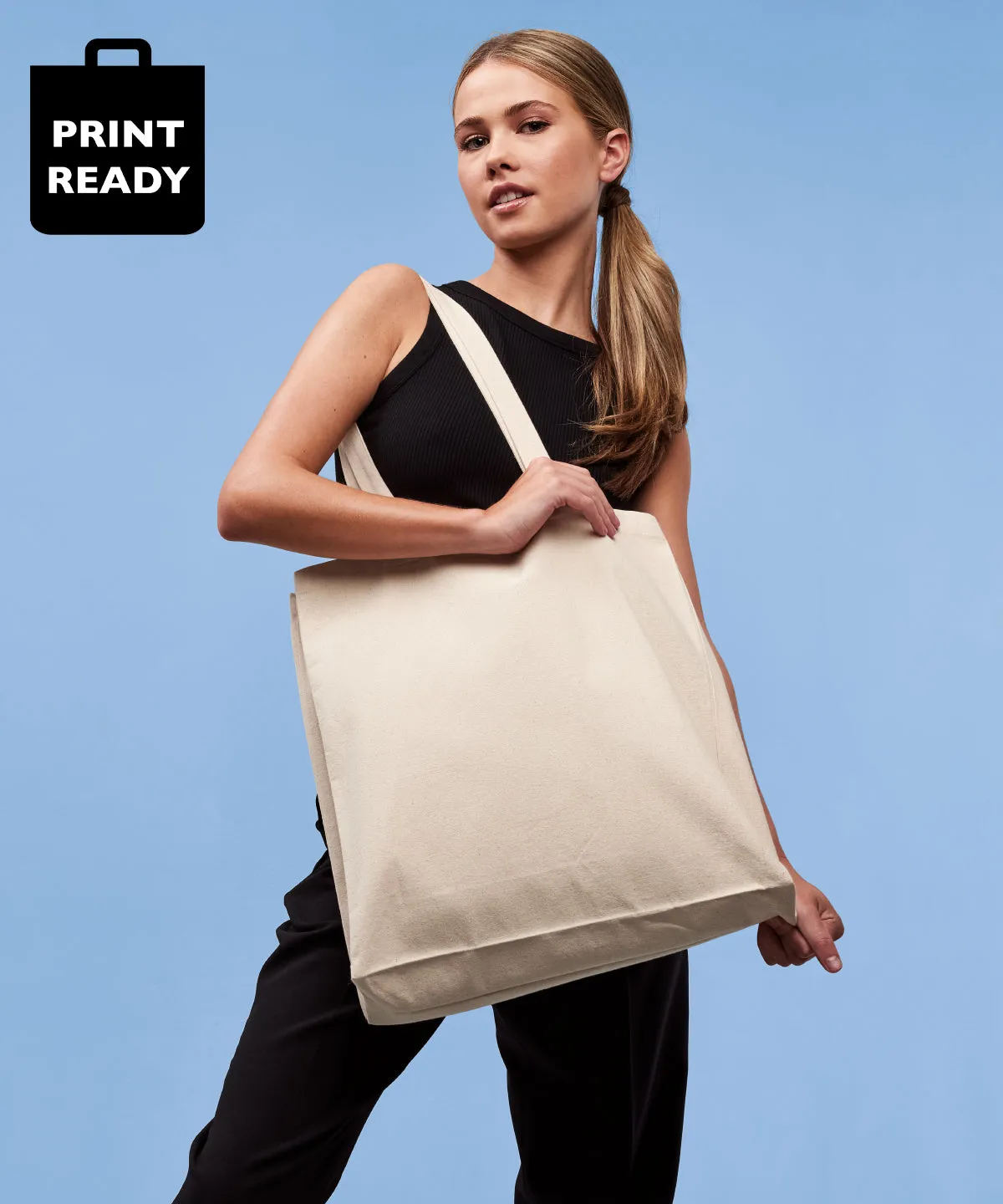 Natural - Recycled premium canvas spacious shopper